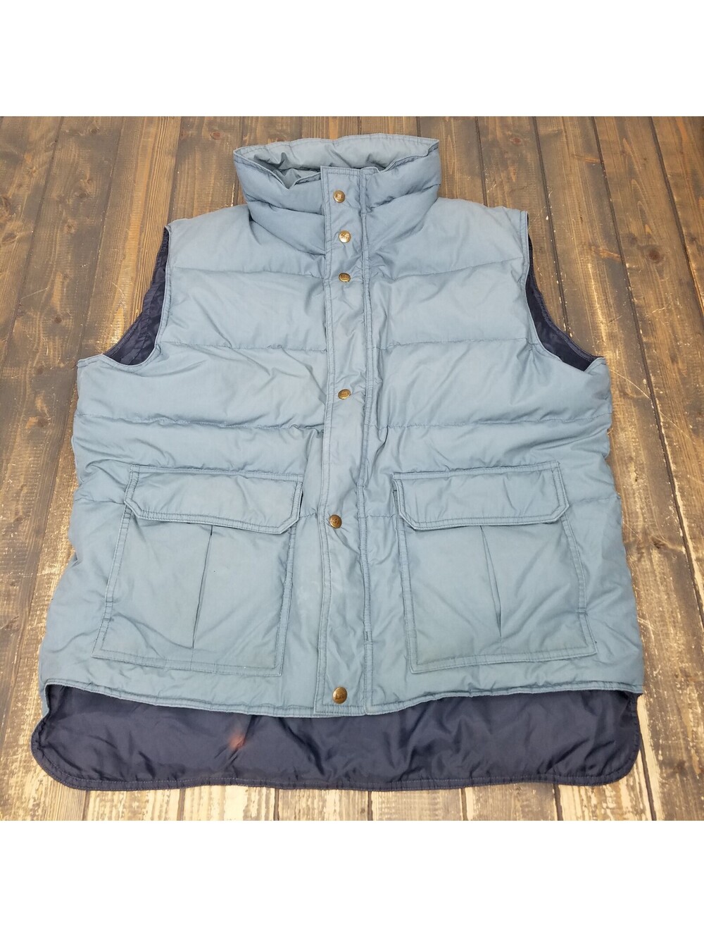 Vintage REI Vest Mens Extra XL Blue Goose Down Full Zip Snap Puffer Gorpcore